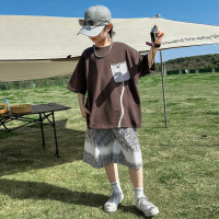 男童夏装套装2025新款儿童夏季短袖运动户外宽松帅气时髦大童夏款