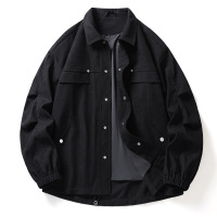 夹克男春秋季新款翻领纯色男装夹克翻领单排扣休闲百搭男士外套