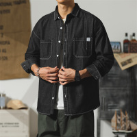 春秋季新款长袖牛仔衬衫男韩版潮流ins宽松帅气百搭衬衣港风外套