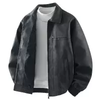 皮衣男士春秋季新款翻领皮夹克纯色PU皮衣休闲百搭青少年痞帅外套
