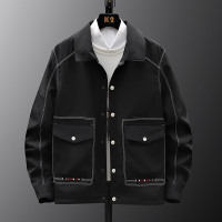 男装新款春秋季纯色翻领男夹克休闲青年痞帅工装上衣潮流男士外套