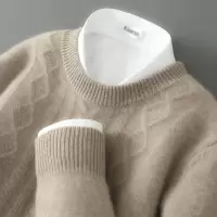 秋冬新款男士商务羊毛衫圆领套头宽松大码加厚毛衣打底针织羊绒衫