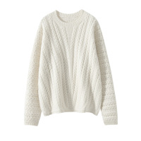 五针三股重磅厚款山羊绒衫女针织打底衫宽松长袖圆领上衣毛衣内搭