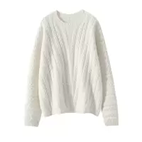 五针三股重磅厚款山羊绒衫女针织打底衫宽松长袖圆领上衣毛衣内搭