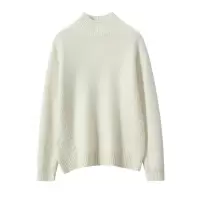 半高领两侧麻花设计套头纯色山羊绒衫女针织毛衣长袖套头上衣厚款