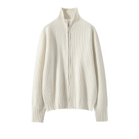 年秋冬季女士新款羊绒针织衫针织衫开衫毛衣圆领韩系气质坑条