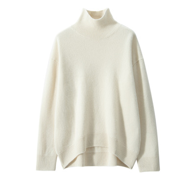 王菲同款羊绒衫女秋冬加厚高领短款羊毛针织软糯宽松慵懒打底毛衣