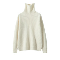 简约百搭高领七针纯色山羊绒衫女针织衫宽松显瘦慵懒风套头毛衣