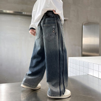 男童裤子秋装新款大童酷帅男孩宽松直筒长裤春秋季儿童牛仔裤