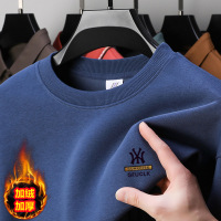 480克重磅纯棉男士卫衣秋冬季加绒加厚圆领落肩长袖T恤男打底衫