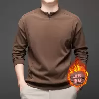 冬季新款德绒卫衣男圆领套头拉链纯色休闲加厚保暖男士打底衫