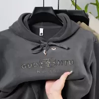 加绒连帽卫衣男双面奥粒绒秋冬季新款潮牌青年加绒保暖男士打底衫