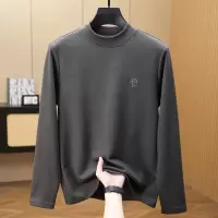 半高领德绒打底衫男秋冬新款男士长袖羊毛桑蚕丝烧花卫衣男