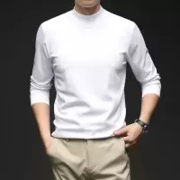 双面280克莫代尔棉半高领长袖T恤男秋季新款休闲男士打底衫