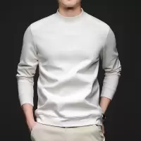 含羊绒桑蚕丝半高领卫衣男秋季拼接德绒自发热保暖男士打底衫