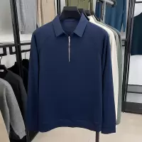 纯色翻领拉链长袖T恤男秋季新款中年商务日常男士打底衫