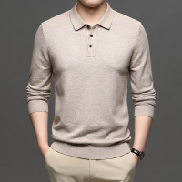 冬季新款加厚翻领羊毛衫男中年纯色长袖套头保暖男士毛衣