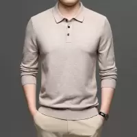 冬季新款加厚翻领羊毛衫男中年纯色长袖套头保暖男士毛衣