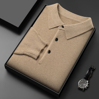 冬季新款翻领精仿羊毛衫男中年纯色长袖套头保暖男士毛衣