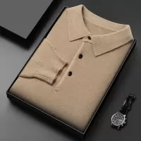 冬季新款翻领精仿羊毛衫男中年纯色长袖套头保暖男士毛衣