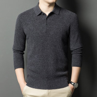 濮院羊毛衫100%纯羊毛翻领毛衣男士厚款455g冬季纯色保暖针织衫男