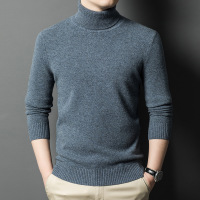 濮院羊毛衫全羊毛可翻高领毛衣厚款435g秋冬季纯色套头保暖毛衣男