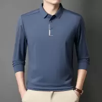 7A锦氨无痕polo衫男士秋季新款翻领四合扣弹力长袖T恤男