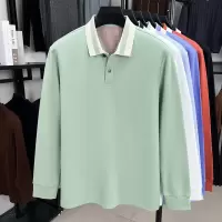 丝光棉长袖polo衫男秋季新款中年休闲翻领透气男士T恤