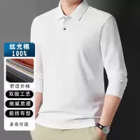 丝光纯棉长袖polo衫男秋季新款翻领吸汗透气全棉男士T恤