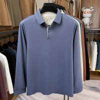 锦氨无痕7A长袖T恤男秋季新款纯色翻领男士polo衫