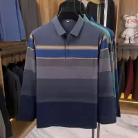 真口袋条纹长袖polo衫男秋季新款商务休闲翻领男士体恤