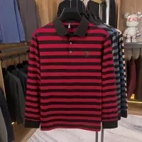 莫代尔拼色长袖男士t恤秋季新款商务翻领透气polo衫男