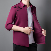 新款衬衫年秋冬男装加绒衬衫方领直筒型时尚都市中青年上衣