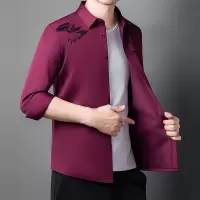 新款衬衫年秋冬男装加绒衬衫方领直筒型时尚都市中青年上衣