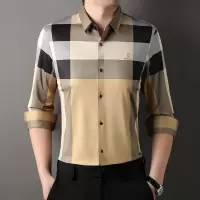 男士衬衫长袖翻领秋季新款条纹中年无痕弹力时尚休闲上衣