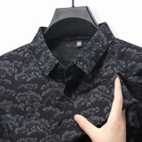 秋季新款男式长袖衬衫潮流印花商务休闲男装薄款宽松衬衣男装