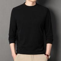 新款中年长袖T恤男纯色高级感德绒半高领卫衣男秋季男士T恤