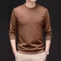 新款圆领提花长袖卫衣男士春秋季新款休闲百搭内搭打底衫T恤