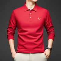 新款春季长袖T恤男装韩版潮流翻领纯色时尚百搭简约套头上衣