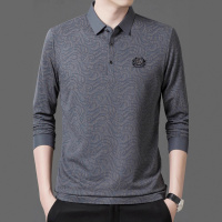 新款春秋季轻奢男士POLO衫长袖新款爸爸装宽松翻领时尚T恤