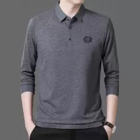 新款春秋季轻奢男士POLO衫长袖新款爸爸装宽松翻领时尚T恤
