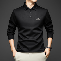 时尚翻领韩版长袖T恤男秋季新款潮流帅气百搭休闲宽松打底衫