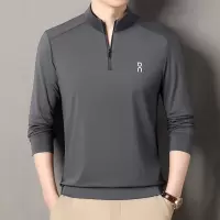 春秋新款中青年男士立领半拉链休闲百搭打底衫T恤男