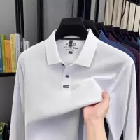 棉质男士POLO衫秋季时尚新款翻领休闲纯色长袖T恤