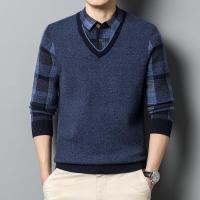 秋冬装新款中青年男式毛衣时尚休闲假两件加厚保暖打底衫