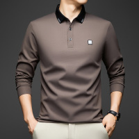 秋新款男士T恤衫 免烫翻领休闲男上衣男长袖