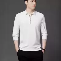 翻领半拉链POLO衫男士秋季新款男士长袖青年休闲体恤衫男