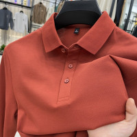 长袖款翻领宽松型春秋时尚都市T恤爸爸装中老年男装秋装男装