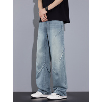 [上新]男装裤子牛仔裤宽松休闲青年潮牌设计百搭浅色直筒裤