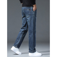 中年男士牛仔裤秋冬厚款新款弹性宽松直筒耐磨耐穿男士休闲长裤子